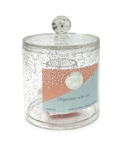 Yafa 5 Silver Cotton Ball Holder With Lid