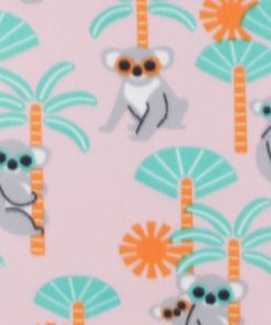 Koalas Palm Trees On Pink Blizzard Prints Fleece Fabric