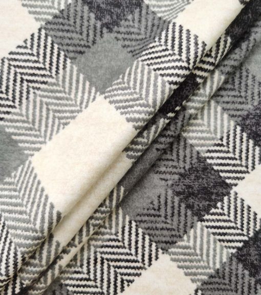 Gray Diagonal Plaid Luxe Flannel Fabric - Image 4