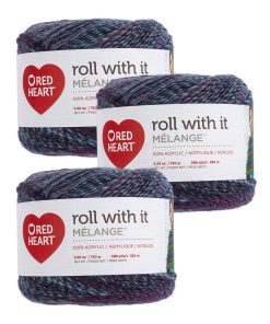 Red Heart Roll With It Melange 389yds Worsted Acrylic Yarn 3 Bundle
