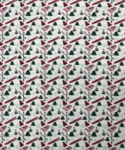 White Ski Icons Super Snuggle Flannel Fabric