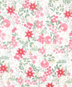 Christmas Floral on White Anti Pill Fleece Fabric
