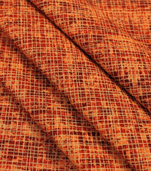 Rust Crosshatch Harvest Cotton Fabric - Image 2