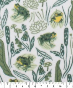 Frogs on White Anti Pill Fleece Fabric