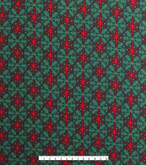 Red   Green Snowflakes Blizzard Fleece Fabric - Image 2