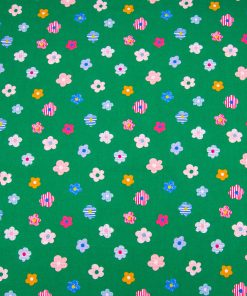 POP! Textured Flowers On Green Novelty Cotton Fabric