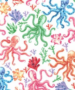 Octopus Multi Super Snuggle Flannel Fabric