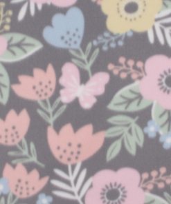 Tulips With Butterflies on Gray Blizzard Fleece Fabric