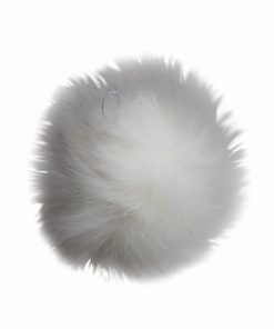5  White   Black Faux Fur Pom by K+C