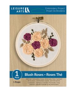 Leisure Arts 4 Spicy Blush Roses Embroidery Kit