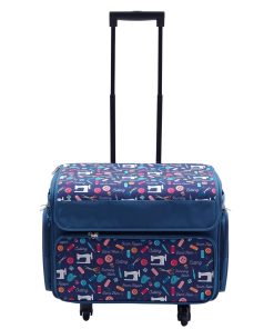 13 x 18 Dark Blue Rolling Sewing Machine Storage Tote by Top Notch