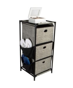 Simplify 30 Gray 3 Tier Storage Drawers With Black Side Pockets