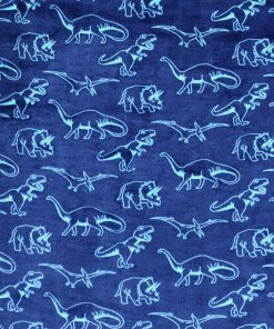 Blue Dinosaurs Sew Lush Fleece Fabric