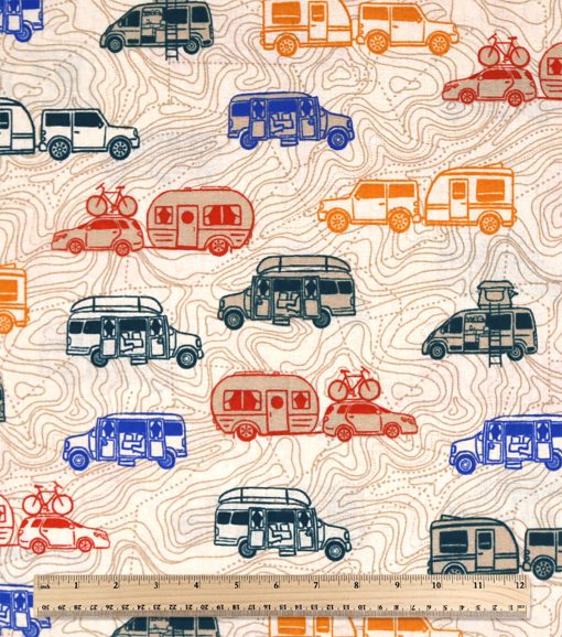 Beige Campers Novelty Cotton Fabric - Image 3