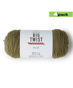 4pk Solid Olive Drab Medium Weight Acrylic 380yd Value Yarn by Big Twist