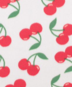 Cherries on White Blizzard Fleece Fabric
