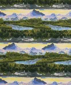 Watercolor Mountain View Super Snuggle Flannel Fabric