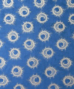Metallic Moon Circles on Blue Pure Plush Fleece Fabric