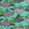 Blizzard Fleece Fabric Hippos On Teal