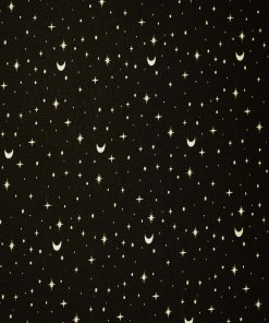 Stars   Moons on Black Cotton Fabric by Quilter s Showcase