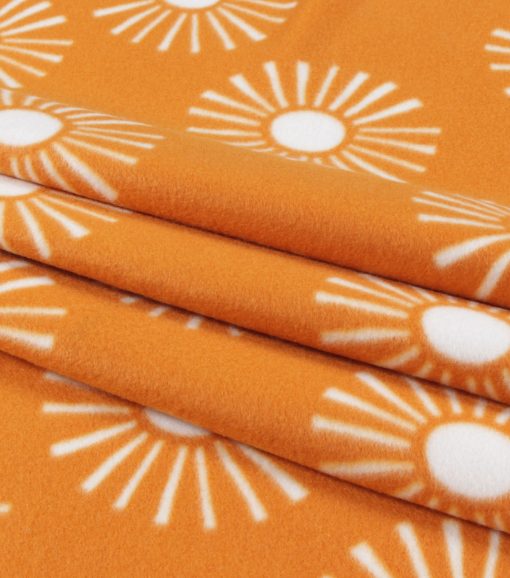 Suns on Mustard Blizzard Fleece Fabric - Image 2