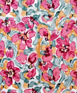 Pink Painted Floral Luxe Flannel Fabric