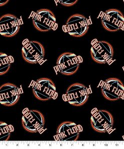 Pink Floyd Black Tossed Cotton Fabric
