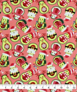 Avocado Santa   Snowmen Super Snuggle Christmas Flannel Fabric