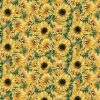 Yellow Sunflowers   Ferns Premium Cotton Fabric