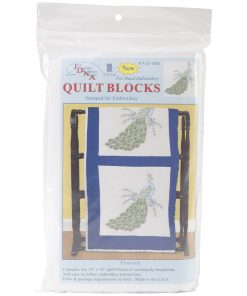 Jack Dempsey 18 Peacock Stamped Quilt Blocks 6pk