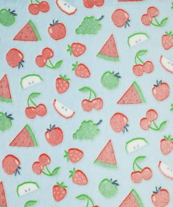 Embossed Fruit On Blue Sew Lush Fleece Fabric