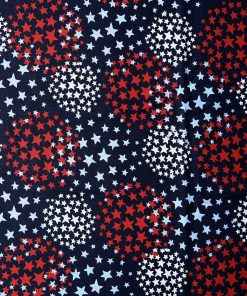 Star Circles Red White On Navy Patriotic Print Cotton Fabric
