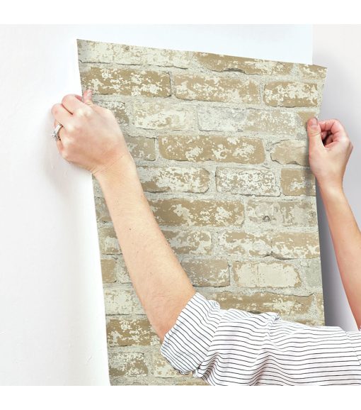 RoomMates Wallpaper Stuccoed Brown Brick - Image 9