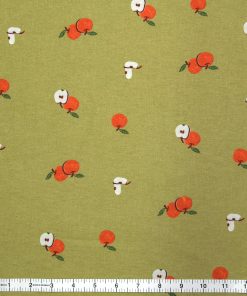 Super Snuggle Fall Apples On Green Flannel Fabric