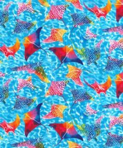 Fabric Traditions Rainbow Stingrays Novelty Cotton Fabric