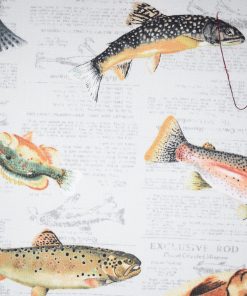 Novelty Cotton Fabric Fish on Newspaper