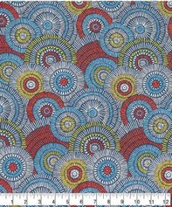 Overlap Circle Red Navy Super Snuggle Flannel Fabric