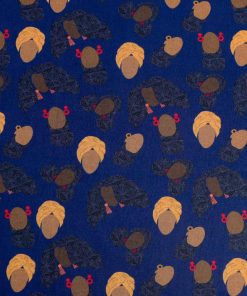 Coiffed Crowns Blue Black History Month Novelty Prints Cotton Fabric