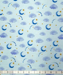 Super Snuggle Moons   Stars Blue Flannel Fabric