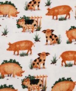 Pigs on White Anti Pill Fleece Fabric