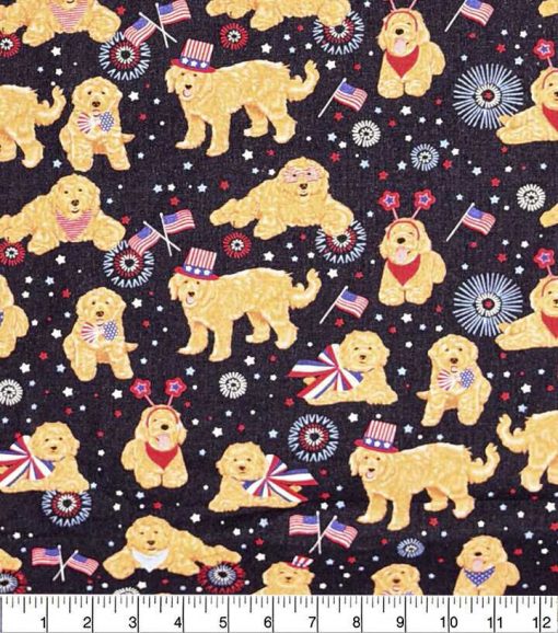 Patriotic Golden Doodles Cotton Fabric - Image 2