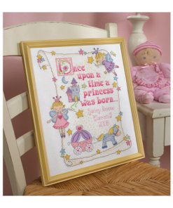 Bucilla 10 x 13 Princess Birth Record Counted Cross Stitch Kit