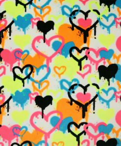 Multicolor Spray Painted Hearts Pure Plush Fleece Fabric