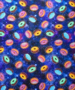 Blue Donuts In Space Novelty Cotton Fabric