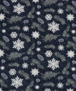 Snowflakes   Pine Needles Super Snuggle Christmas Flannel Fabric