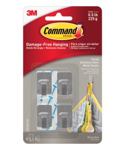 Command 0.5lb Small Decorative Stainless Steel Hooks   Strips 9ct