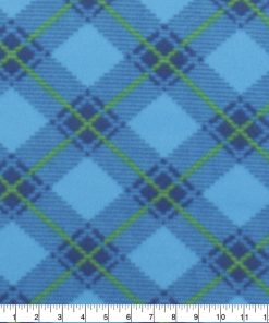 Blue Green Bias Check Blizzard Fleece Fabric