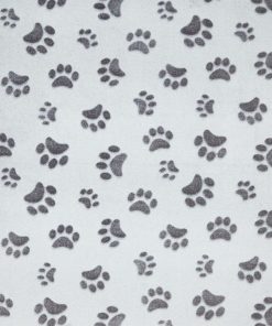 Gray Embossed Paw Prints Sew Lush Fleece Fabric