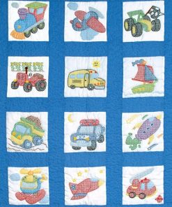 Jack Dempsey 9 Transportation Stamped Nursery Quilt Blocks 12ct