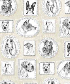 Surface Style 20.5  x 18  Linen Pup Portraits Peel   Stick Wallpaper